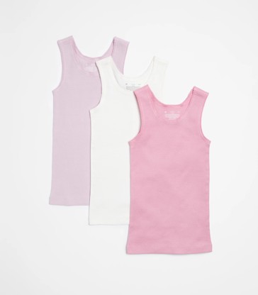 Girls Cotton Vest Singlets - 3 Pack