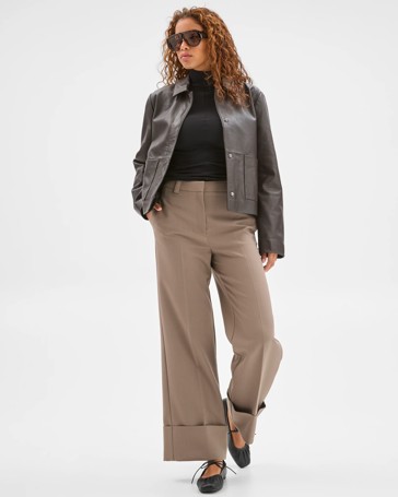 Preview Wide Leg Cuff Detail Pants