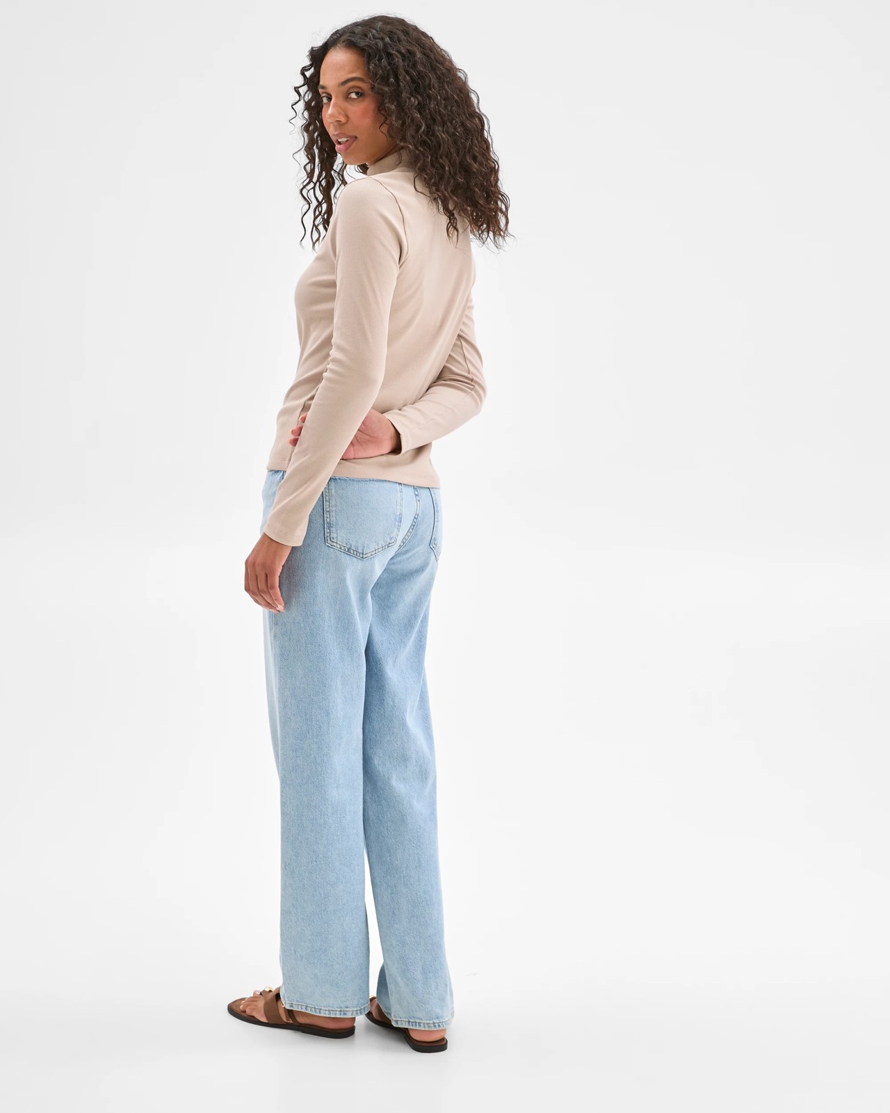Australian Cotton Long Sleeve Mock Neck Henley Top - Dove 6 of 6