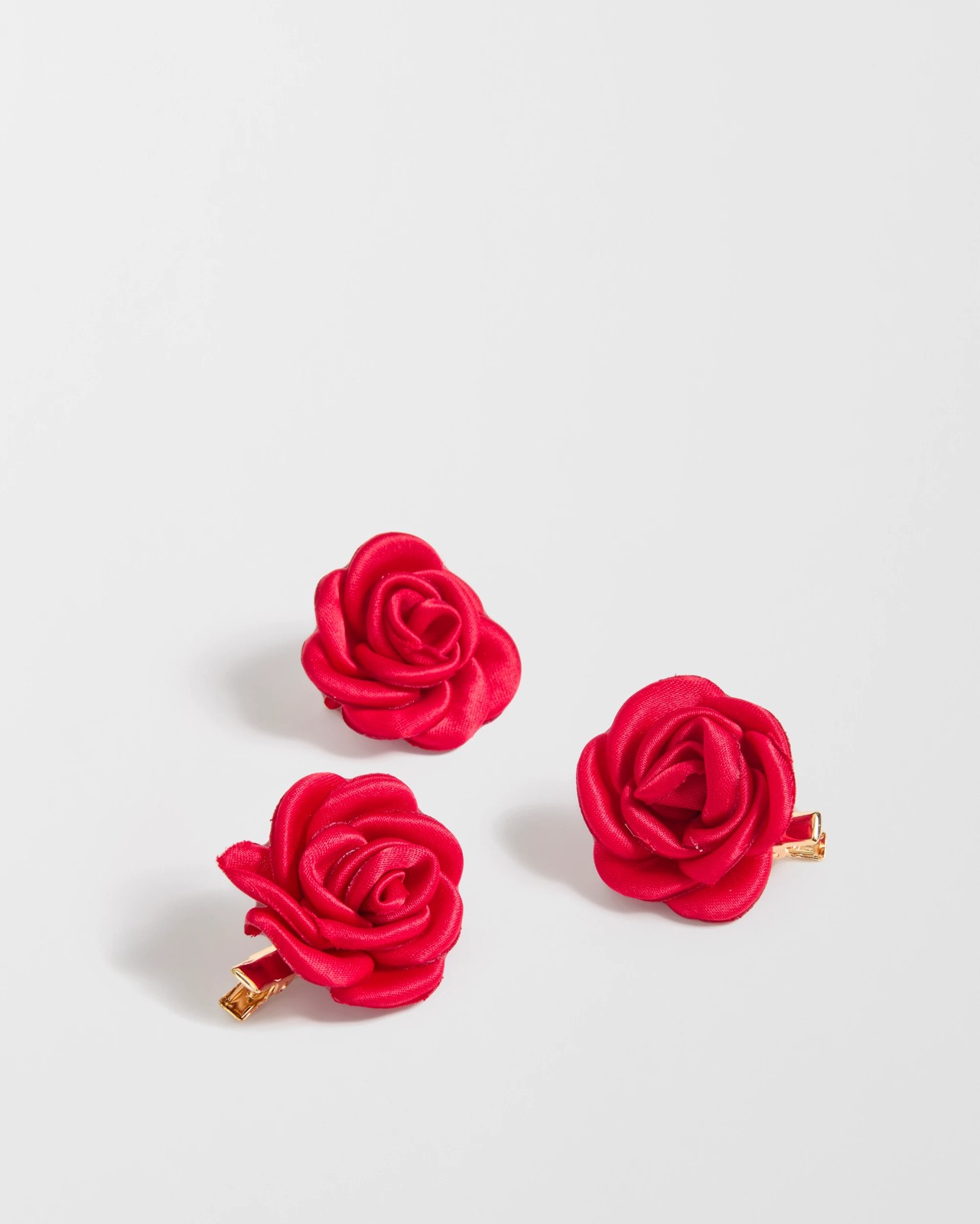 3 Pack Mini Rosette Hair Clips - Red 2 of 2