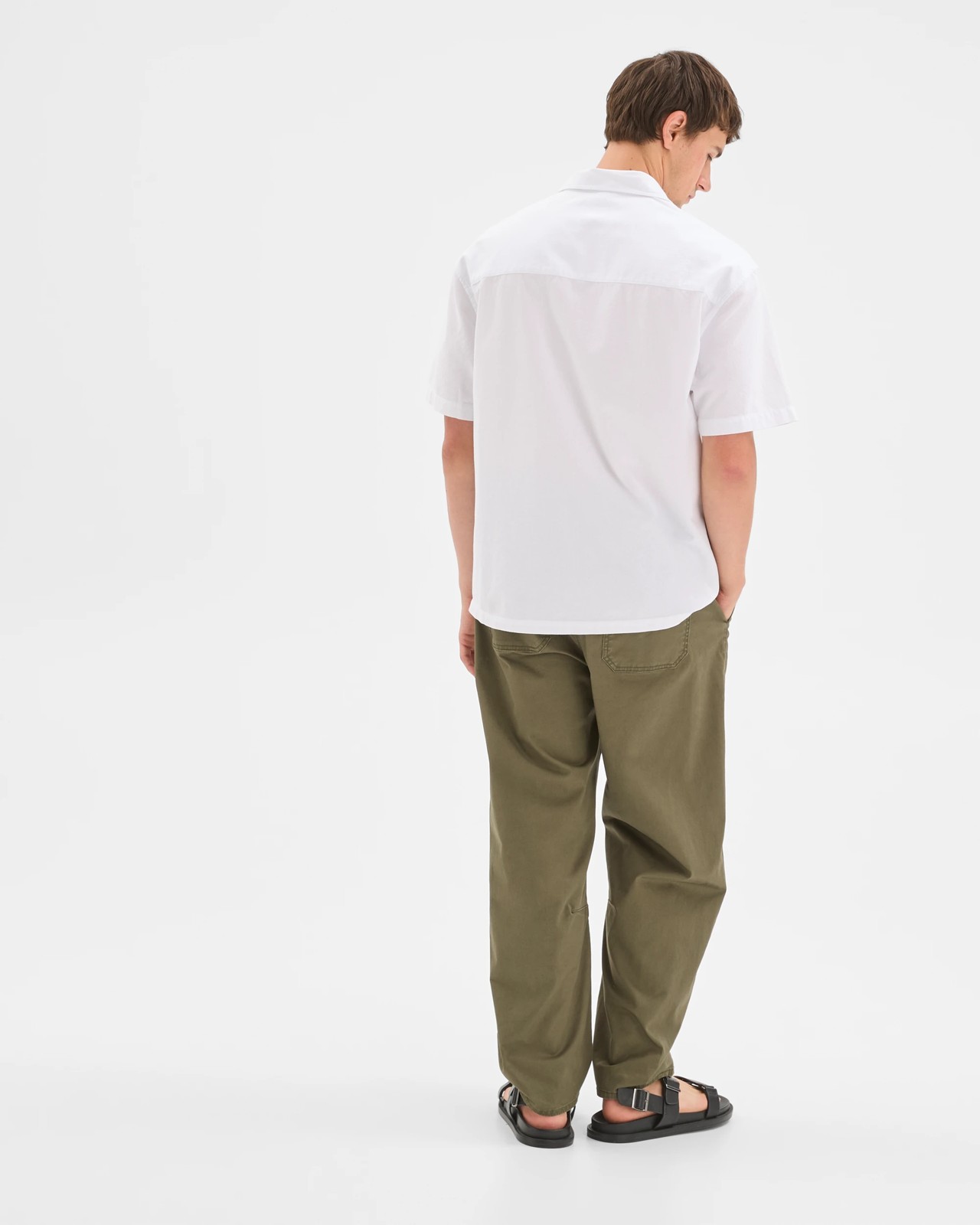 Commons Australian Cotton Plain Textured Boxy Fit Short Sleeve Shirt - Washed White 6 of 6