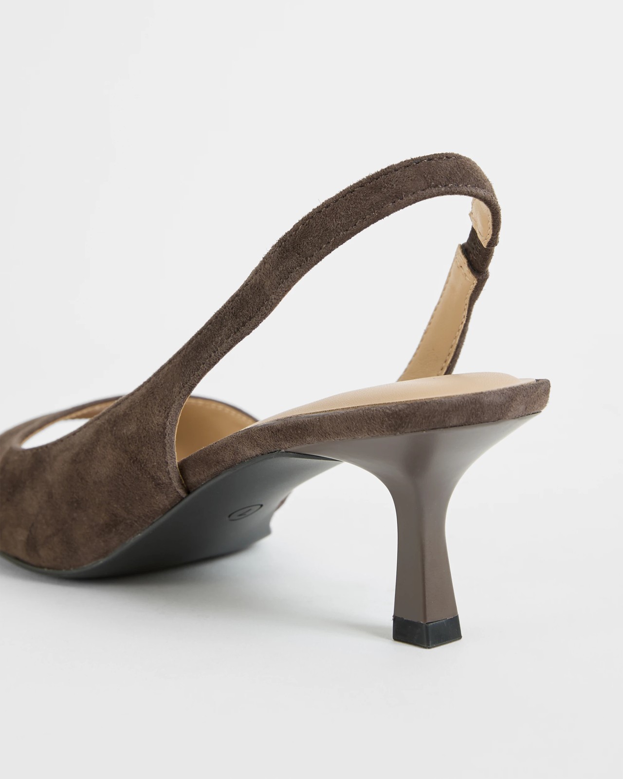 Genuine Suede Leather Open Toe Kitten Heels - Dark Brown Suede 3 of 3