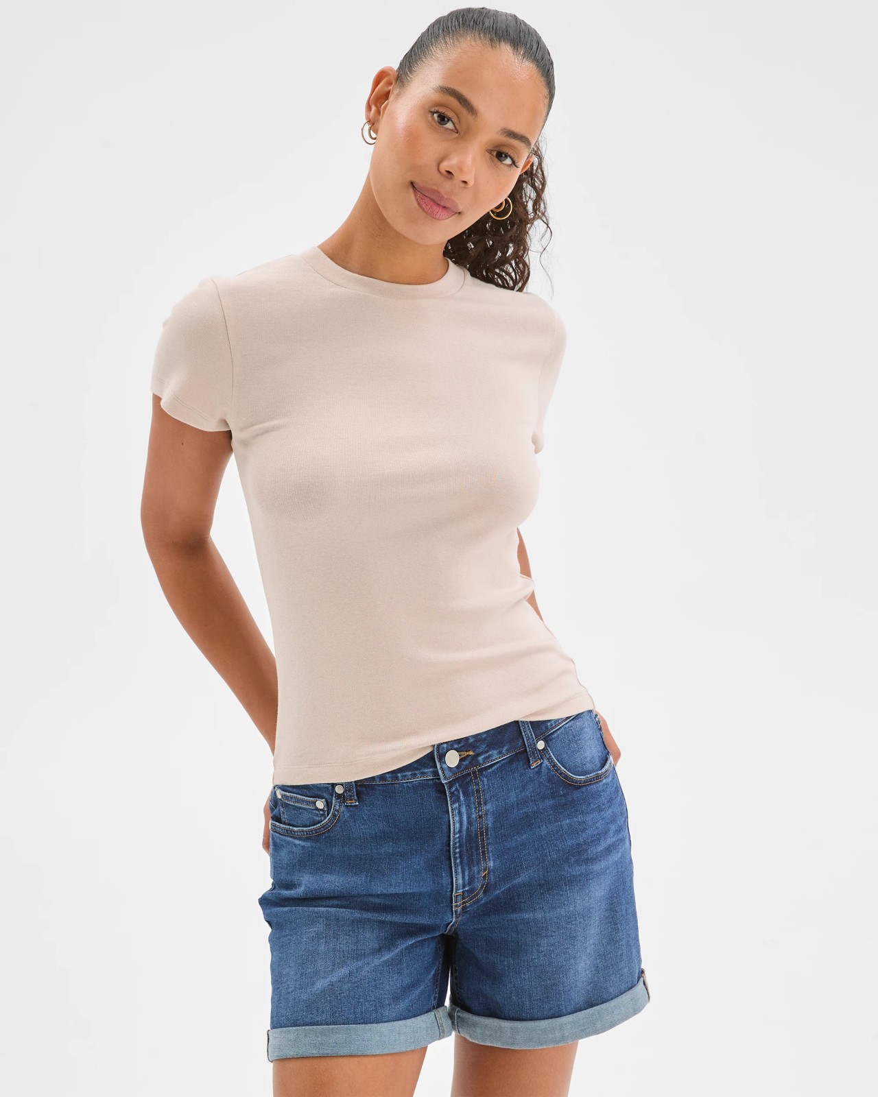 Roll Cuff Denim Shorts 2 of 6