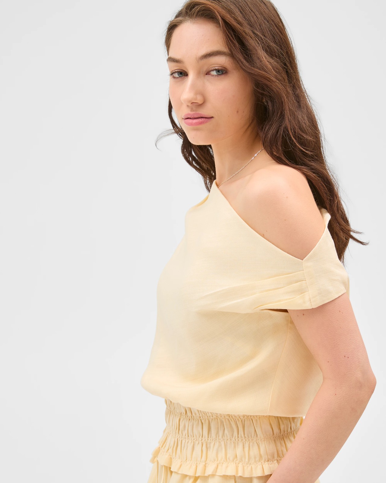 Lily Loves Off Shoulder Shirred Top - Butter 4 of 6