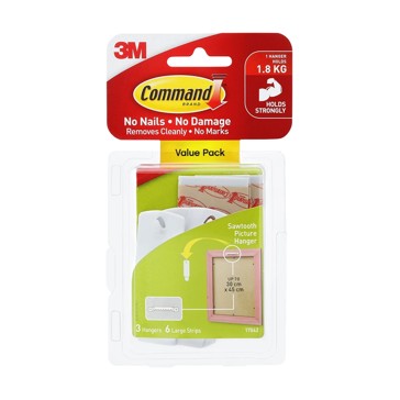 3 Pack Command Picture Hanger Sawtooth - White