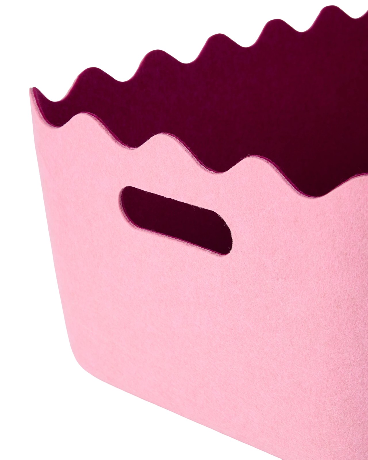 Anko Two Tone Wave Felt Basket - Pink and Burgundy 3 of 5