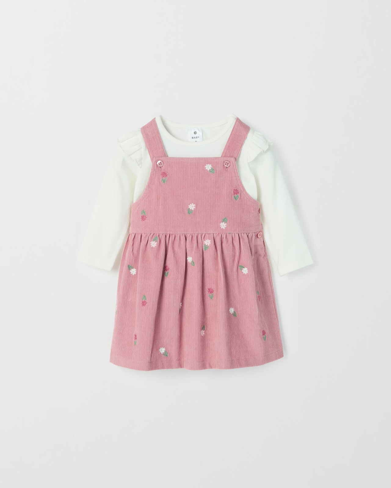 Baby Organic Cotton Embroidered Cord Pinafore Set 5 of 6