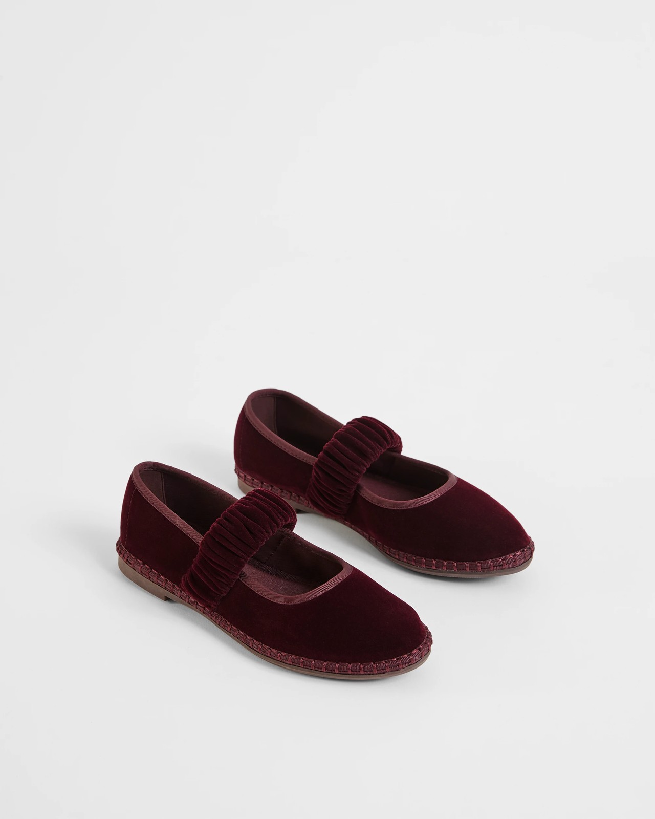Velvet Mary Jane Ballet Flats - Suzette - Burgundy 2 of 3