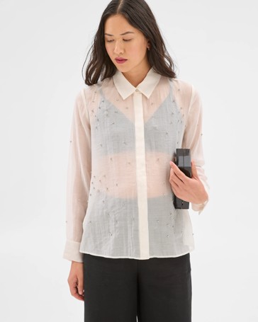 Long Sleeve Jewel Detail Shirt - Preview