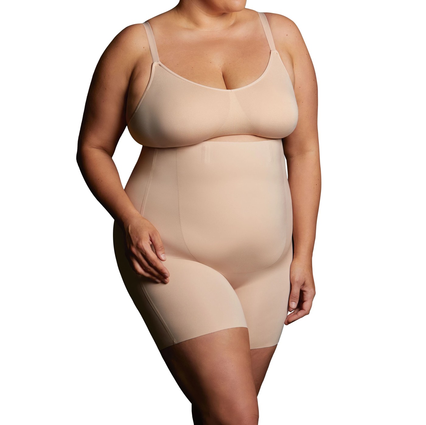 Curvesque Laser Sculpt High Waisted Mid Thigh Shorts - Ambra - Nude