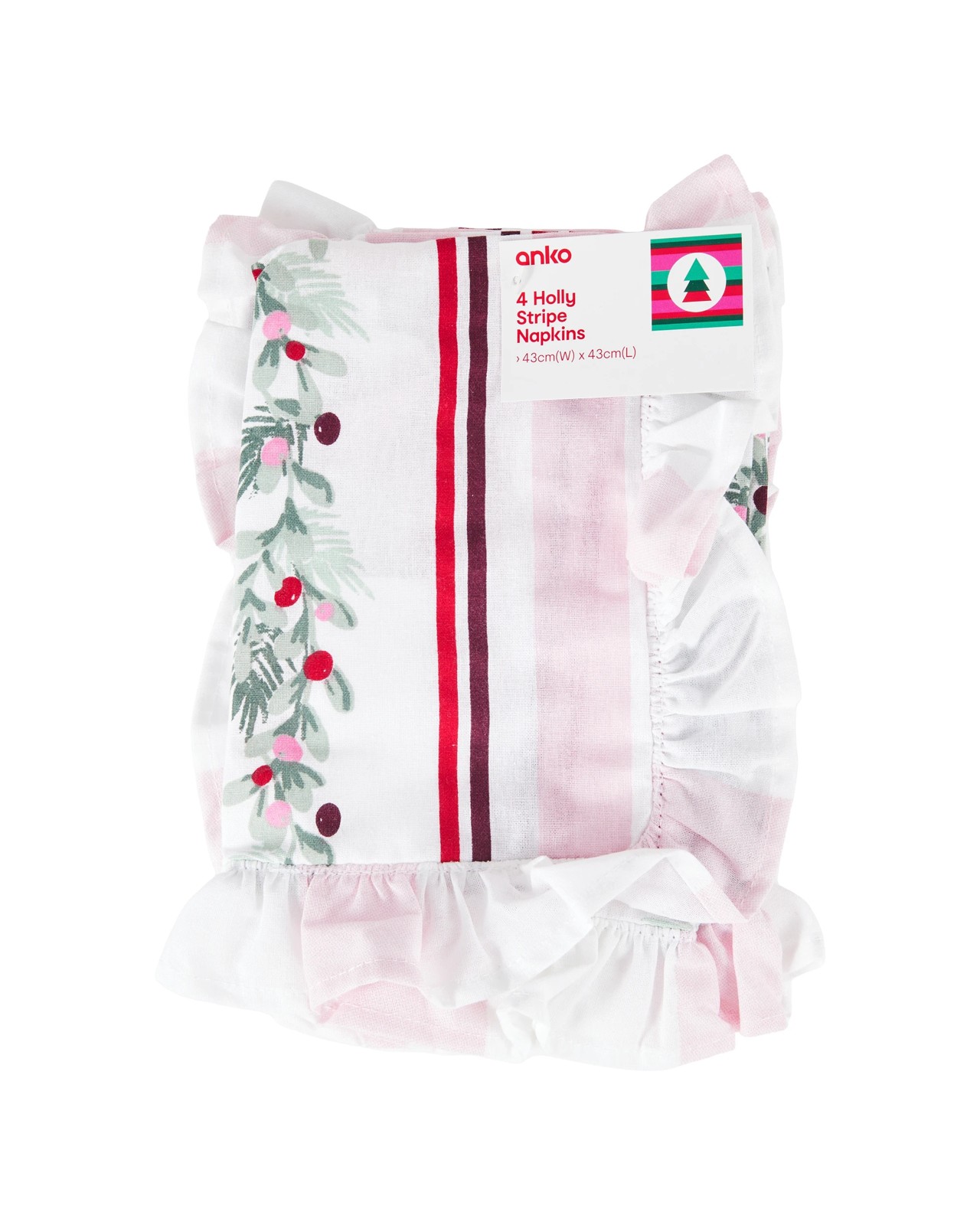 Anko 4 Pack Holly Stripe Napkins 4 of 4