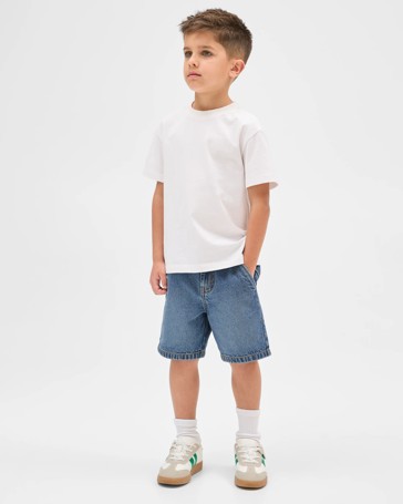 Cotton Structured Waist Denim Shorts
