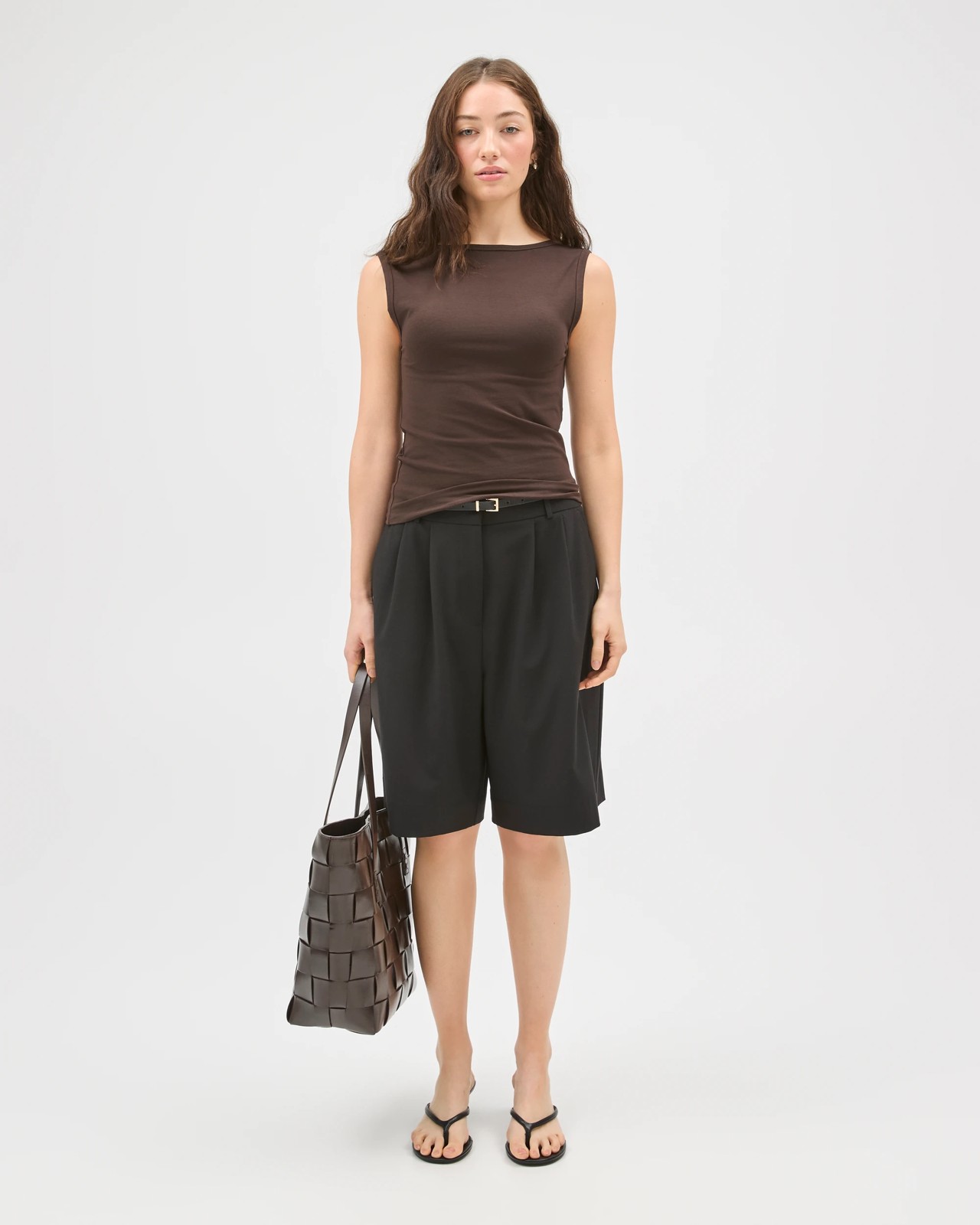 Lily Loves Australian Cotton Blend Scoop Back Tank Top - Truffle 2 of 5