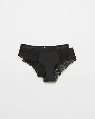 Womens Lara Lace Trim Bikini Briefs 2 Pack