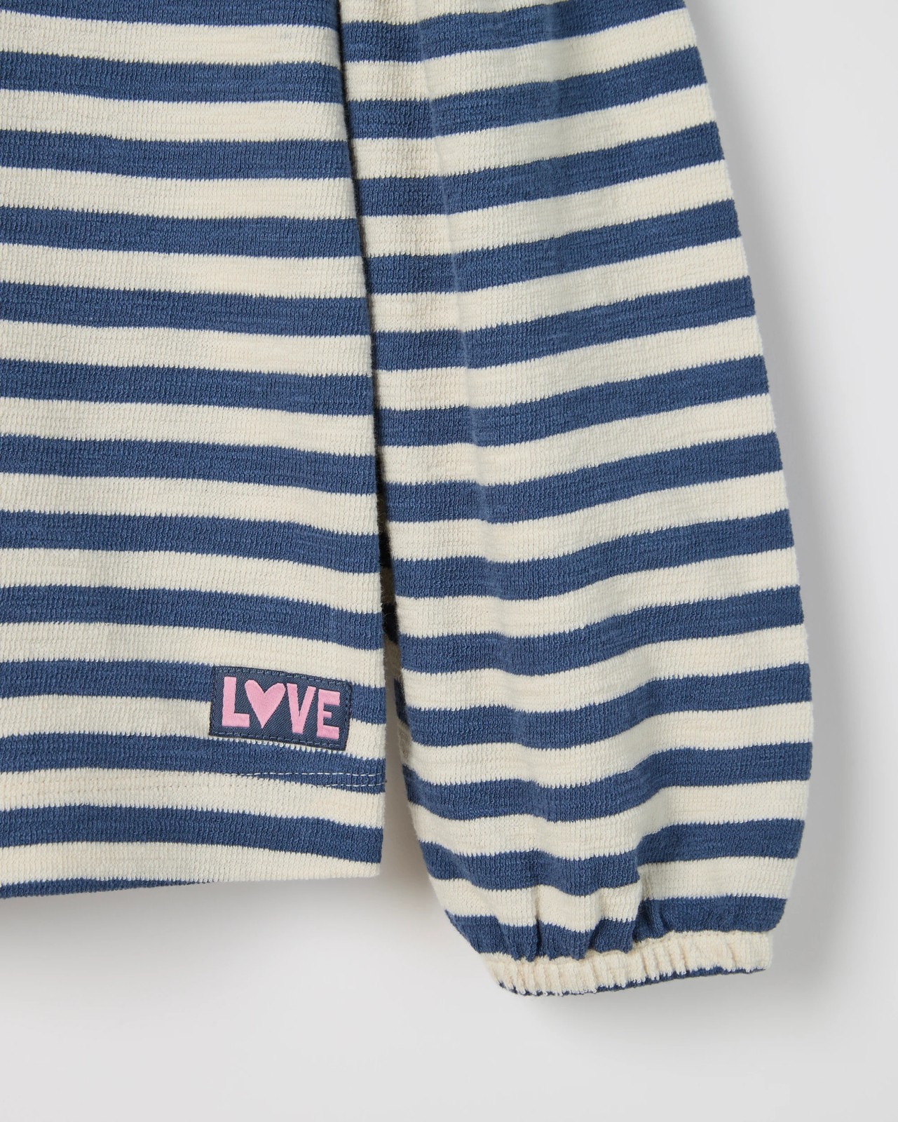 Australian Cotton Long Balloon Sleeve Striped T-Shirt - Navy Blue 2 of 2