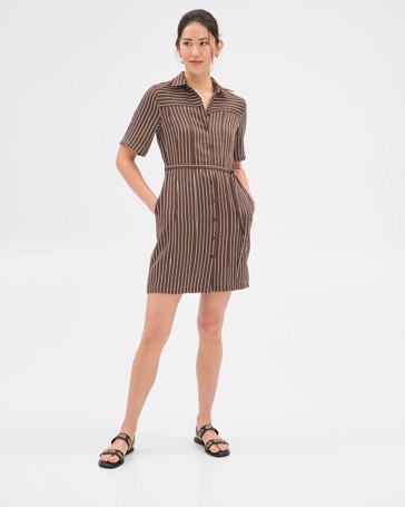 Summer Twill Seam Detail Mini Dress - Preview