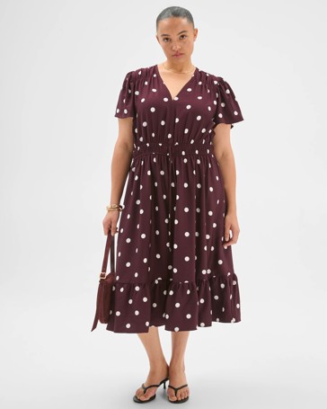 Plus Size Shirred Waist Midi Dress