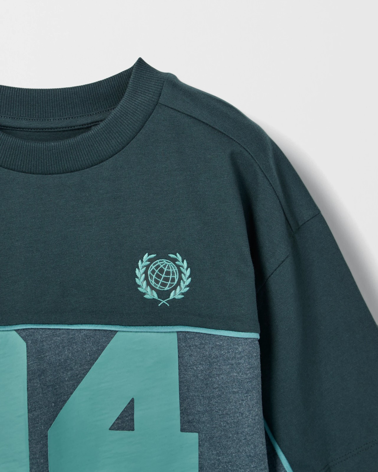 Australian Cotton Blend Oversized Embellished Sport T-Shirt - Teal 6 of 6