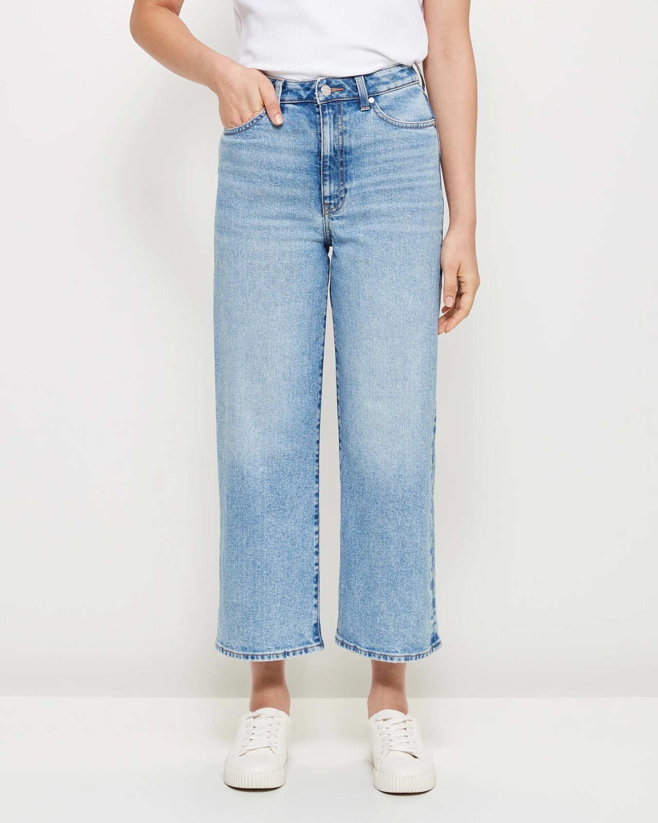 High Rise Crop Length Wide Leg Denim Jeans | Target Australia