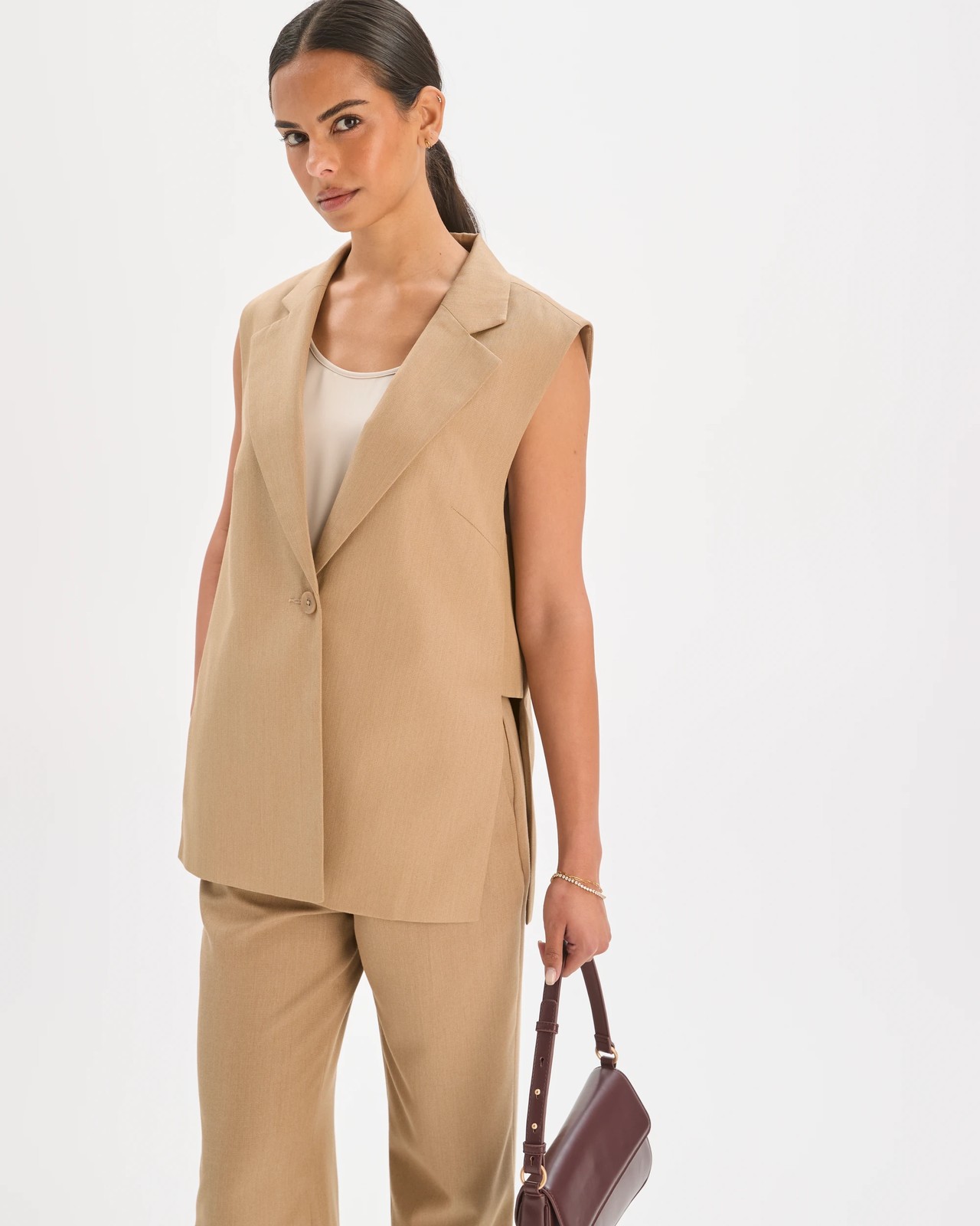 Preview Textured Tailored Back V Detail Vest 3 of 6