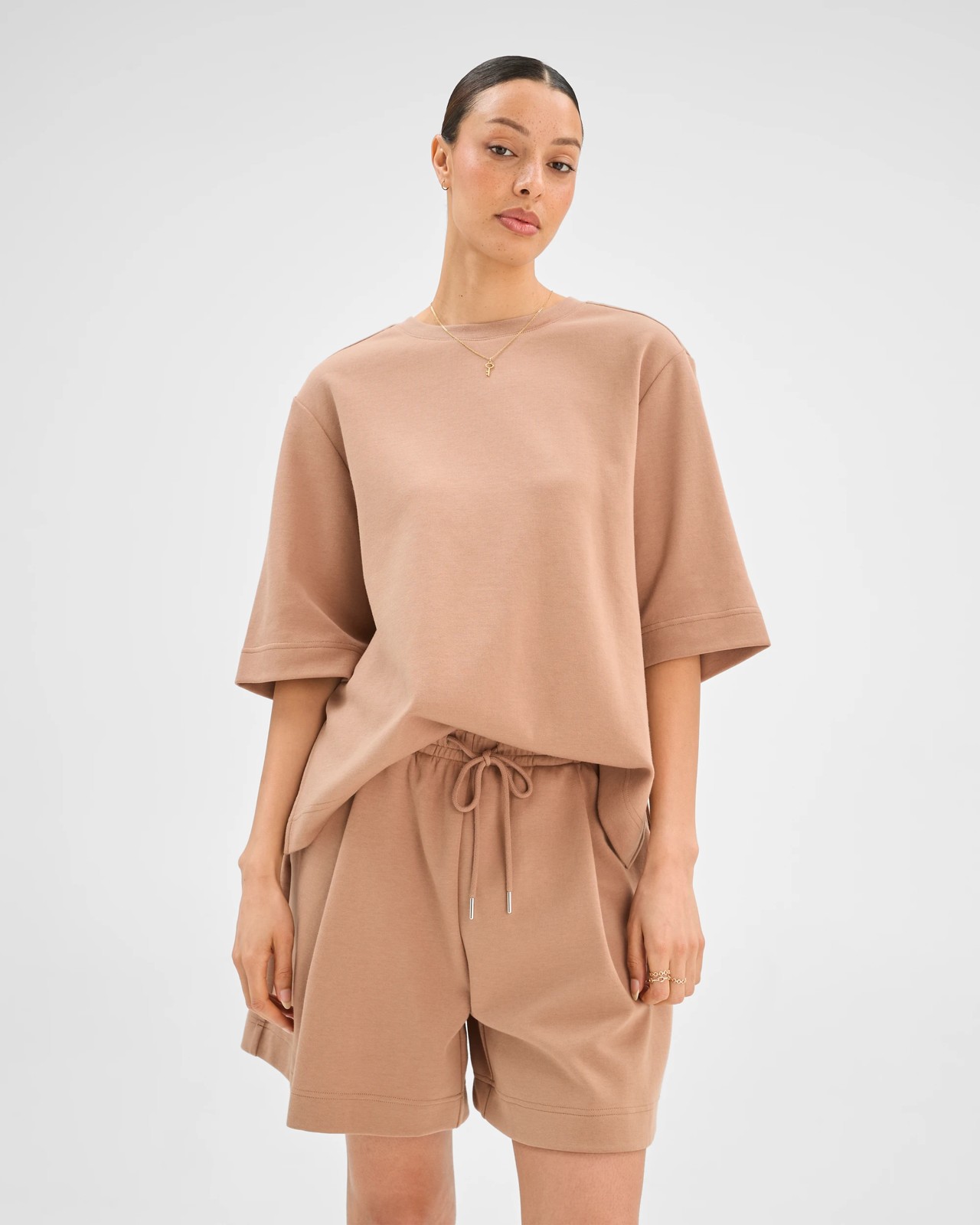 Australian Cotton Blend Relaxed Drape Shorts - Amphora 2 of 6