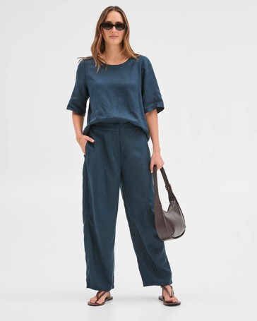 European Linen Barrel Leg Pants