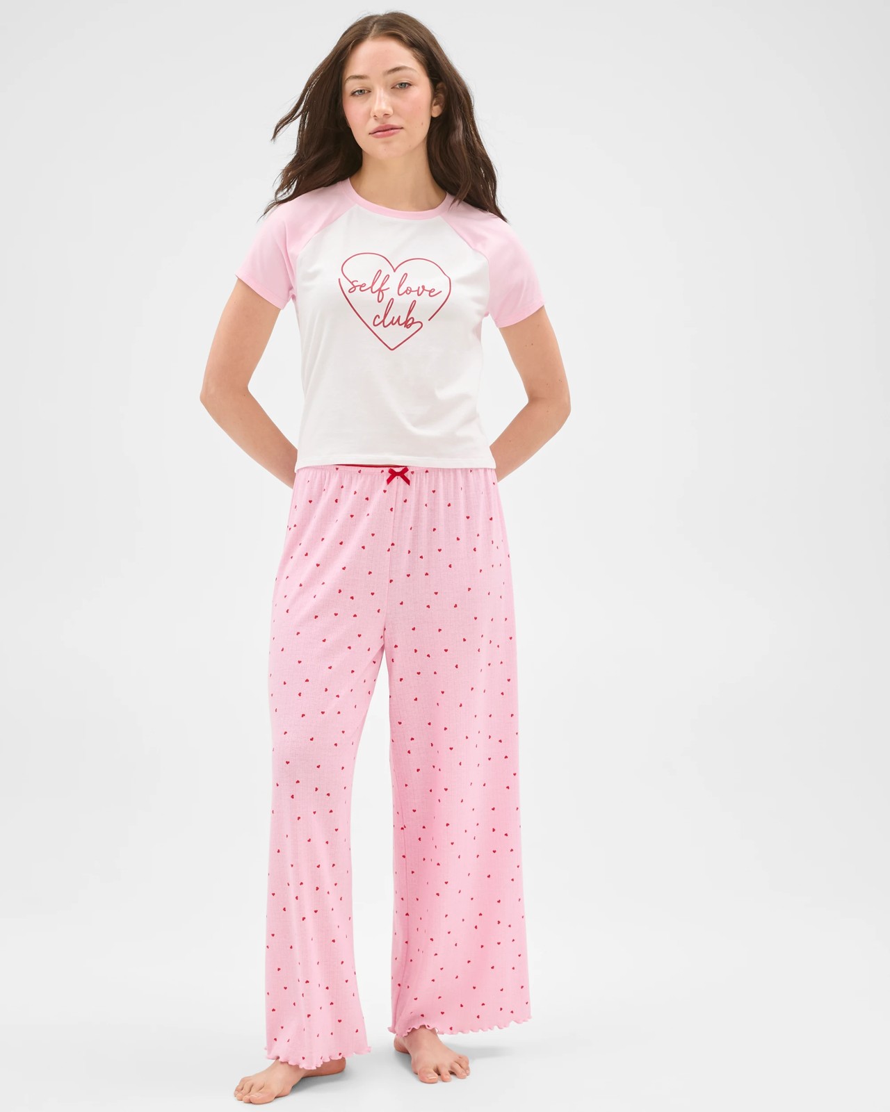 Lily Loves Pointelle Sleep Pants - Pink Heart 5 of 6