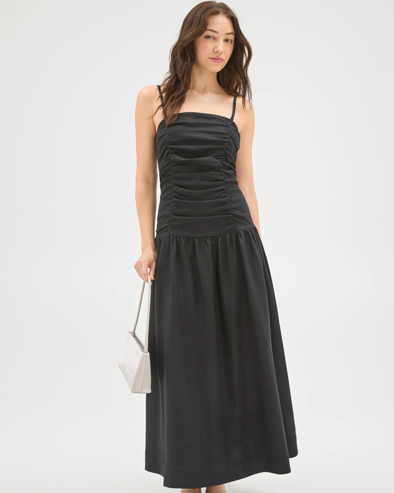 Lily Loves European Linen Drop Waist Maxi Dress - Black 2 of 5