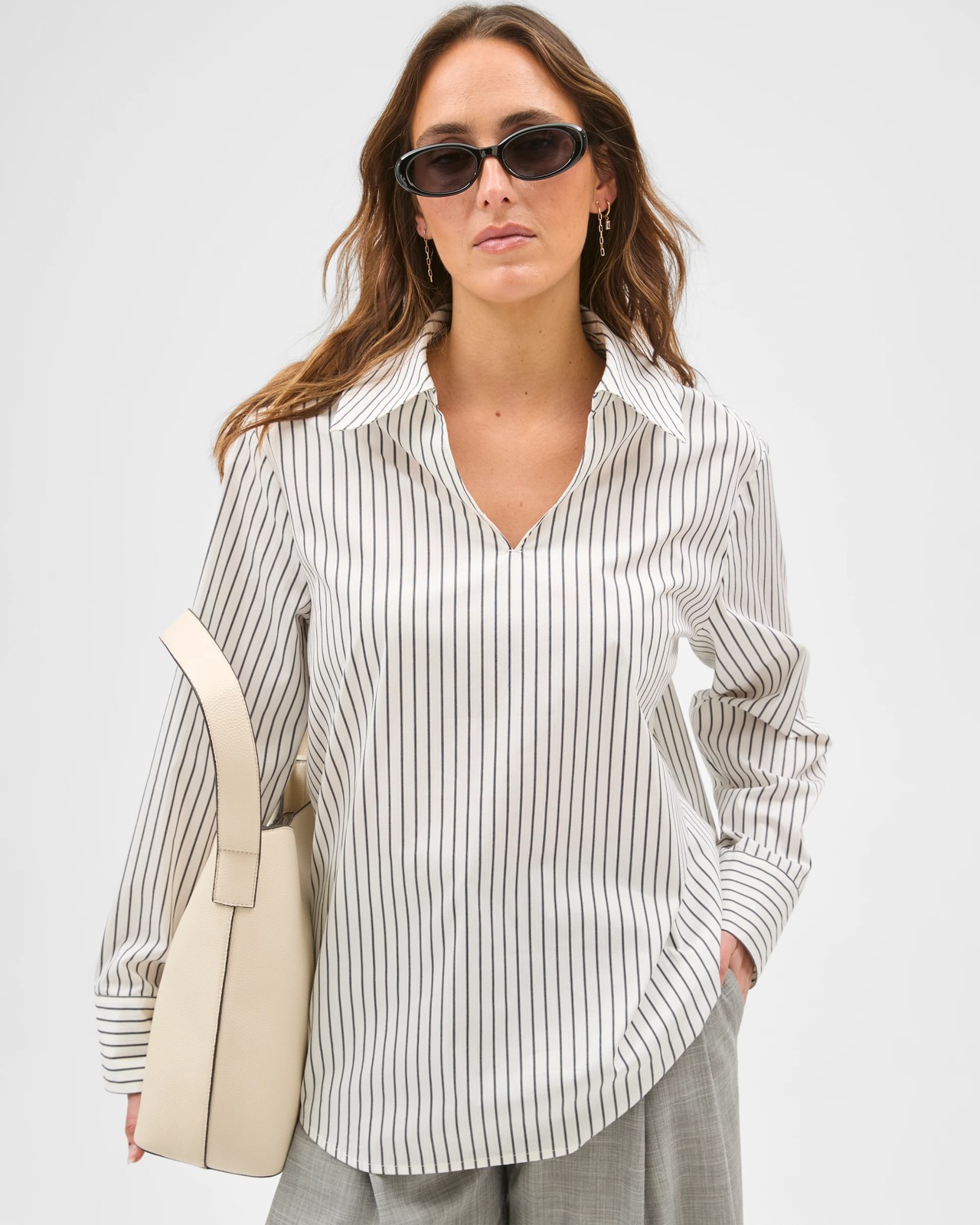 Preview Australian Cotton Blend Popover Blouse 2 of 6