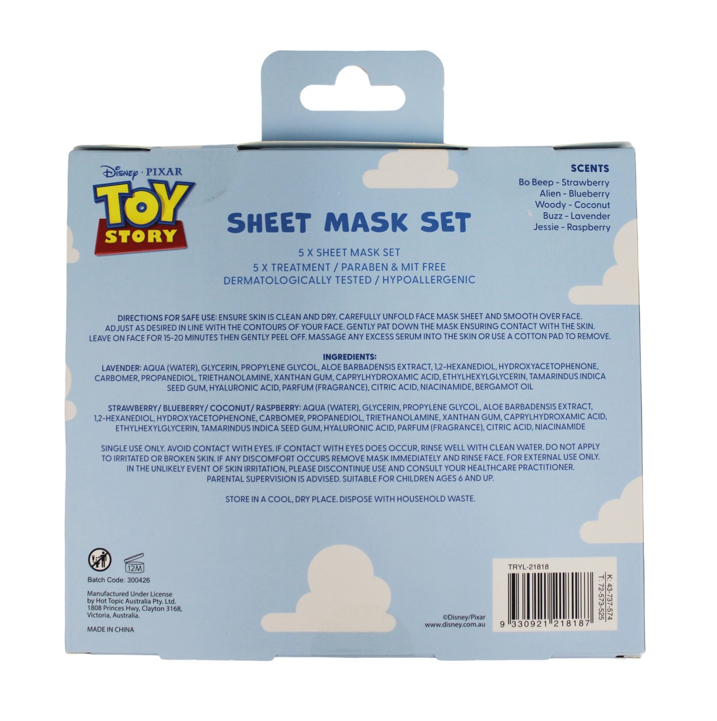 Disney Pixar Toy Story 5 Piece Sheet Mask Set 4 of 4