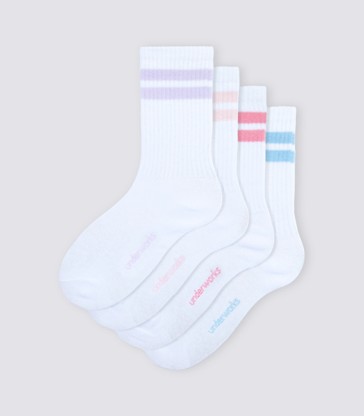 Underworks Kids Striped Rib Crew Socks 4pk