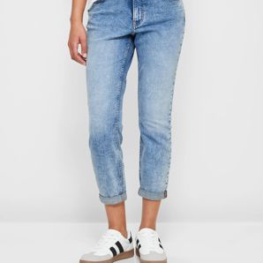 Mid Rise Ankle Length Girlfriend Denim Jeans