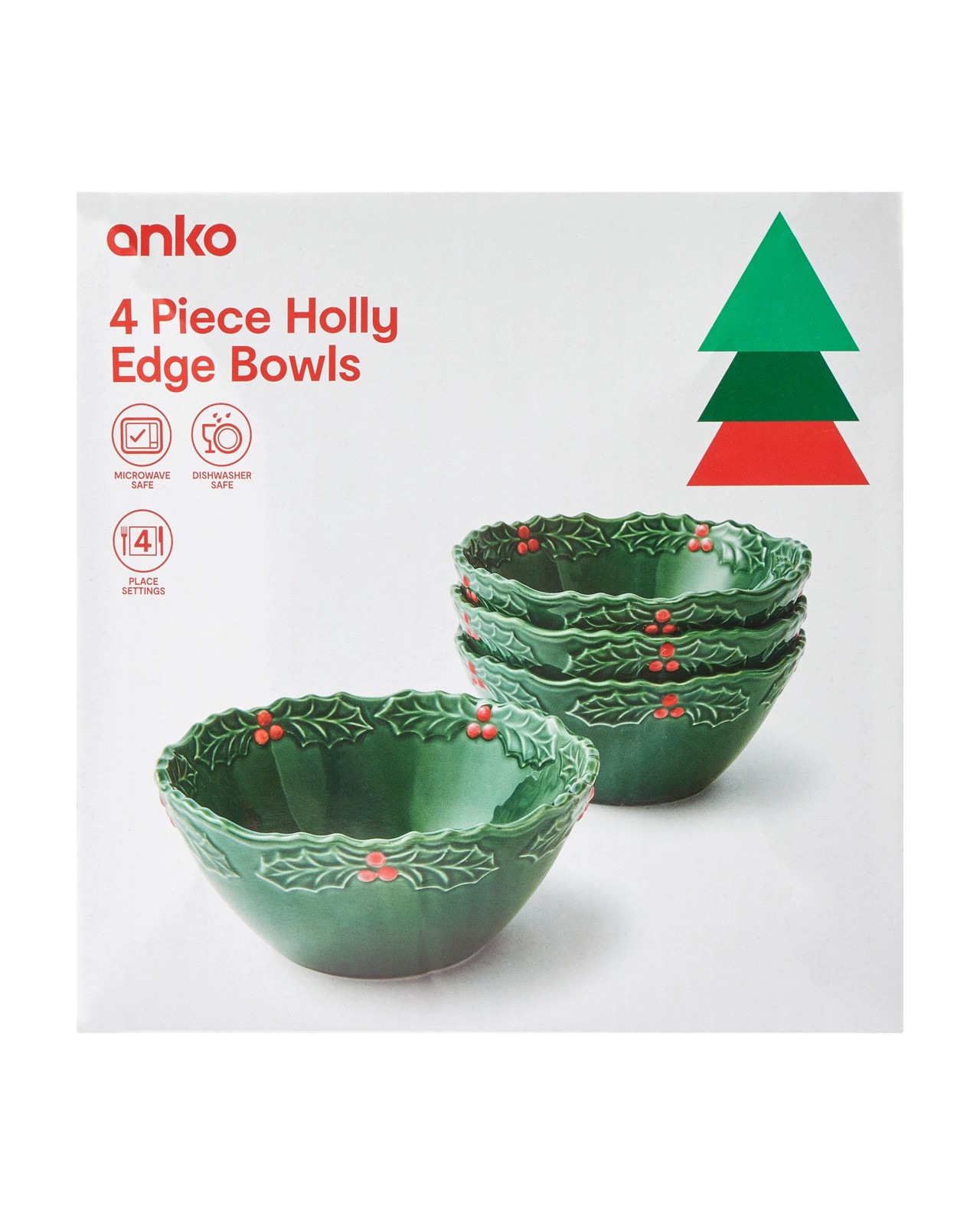 Anko 4 Piece Holly Edge Bowls 5 of 5