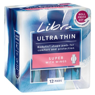 Libra Ultra Thin Super Pads - 12 Pack