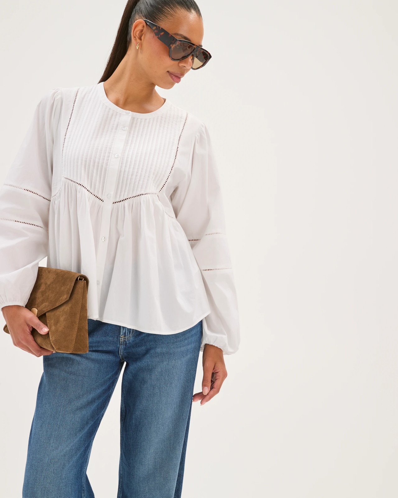Long Sleeve Femme Detail Blouse - White 3 of 5