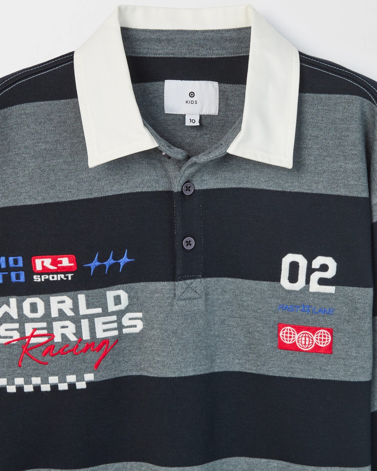 Australian Cotton Stripe Rugby T-Shirt - Black / Dark Grey 5 of 5