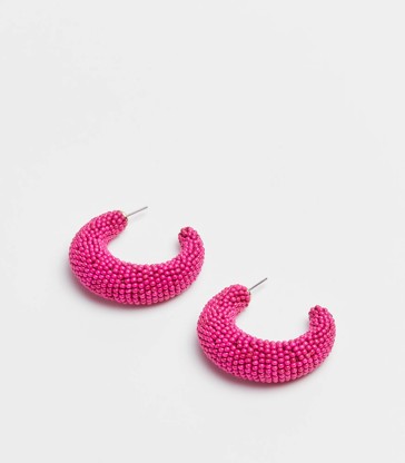 Womens Seed Bead Hoop Earrings