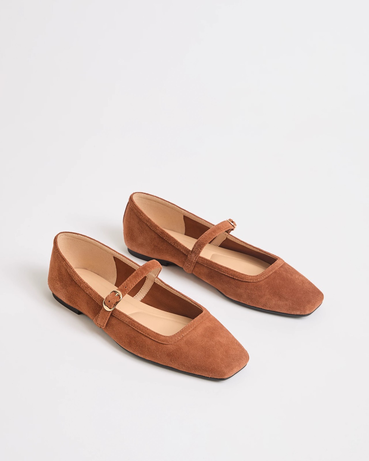 Genuine Suede Mary Jane Strap Ballet Flats - Toffee Suede 2 of 3