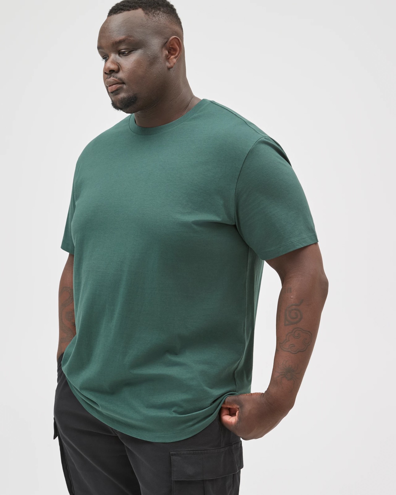 Plus Size Australian Cotton Crew T-Shirt - Green 3 of 6