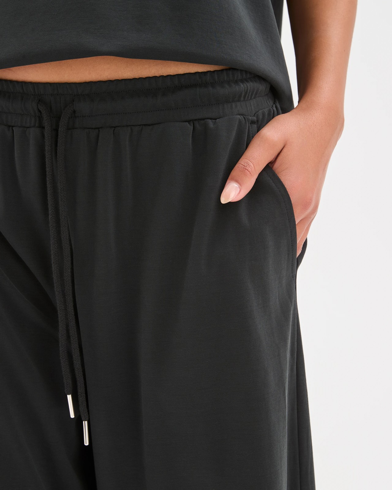 Relaxed Wide Leg Drape Pants - Washed Black 4 of 6