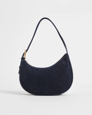 Premium Suede Leather Halfmoon Shoulder Bag