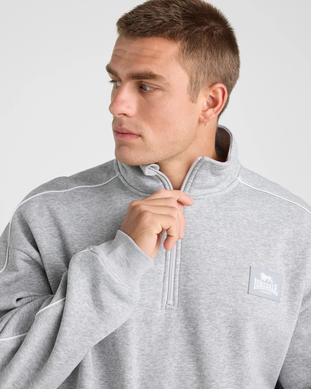 Lonsdale London Relaxed Sport Quarter Zip - Grey Marle 3 of 5