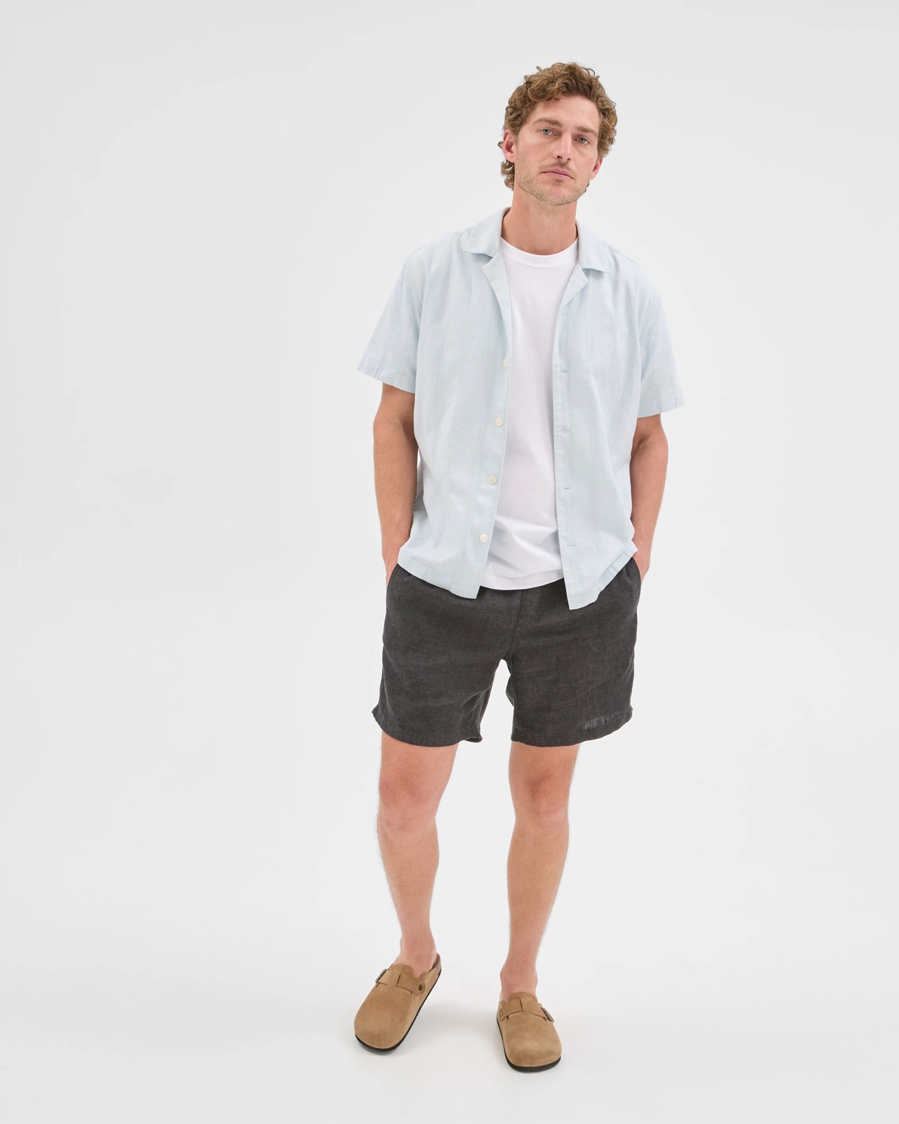 Short Sleeve Self Stripe Shirt - Chambray 2 of 6