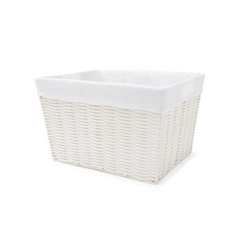 Rattan Look Basket with Liner, Medium, White - Anko