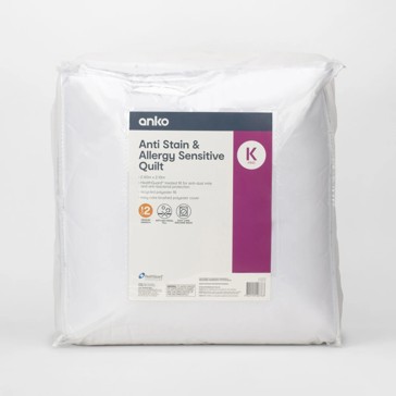 Anti Stain and Allergy Sensitive Quilt - King Bed, White