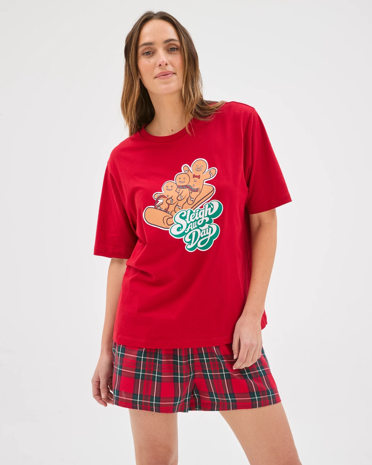 Family Matching Christmas Australian Cotton Womens Pyjama Set - Gingerbread Sleigh All Day 2 of 5