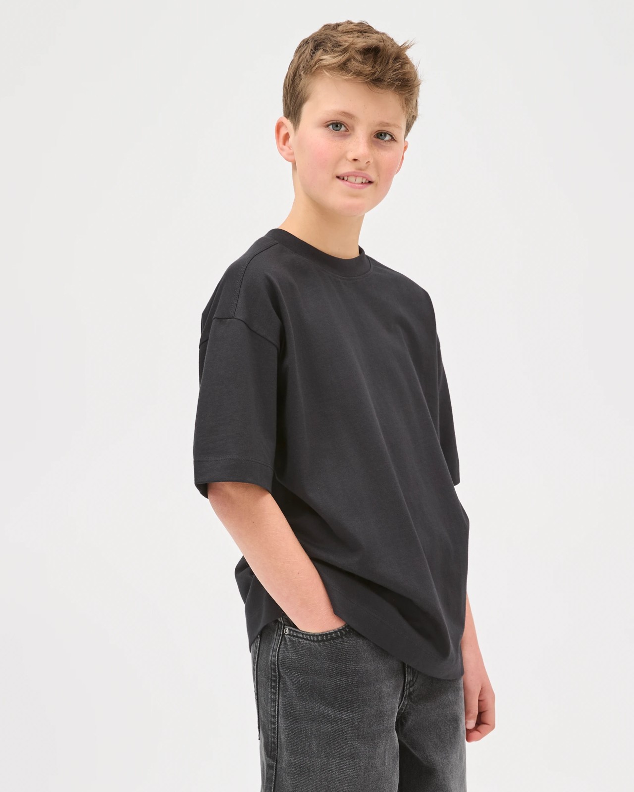 Australian Cotton Oversized Plain T-Shirt - Black 2 of 6