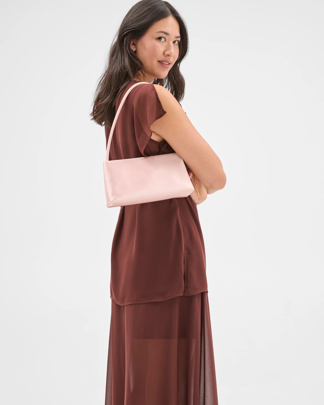 Preview Sheer Soft Drape Blouse - Dark Chocolate 5 of 6