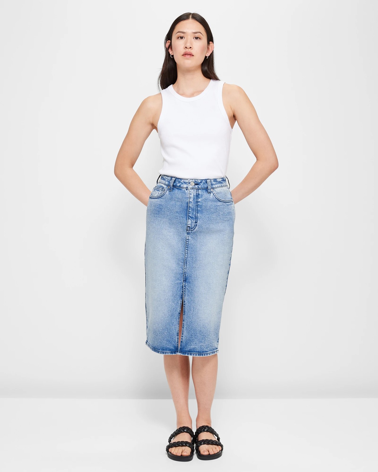 Split Front Denim Pencil Skirt Target Australia