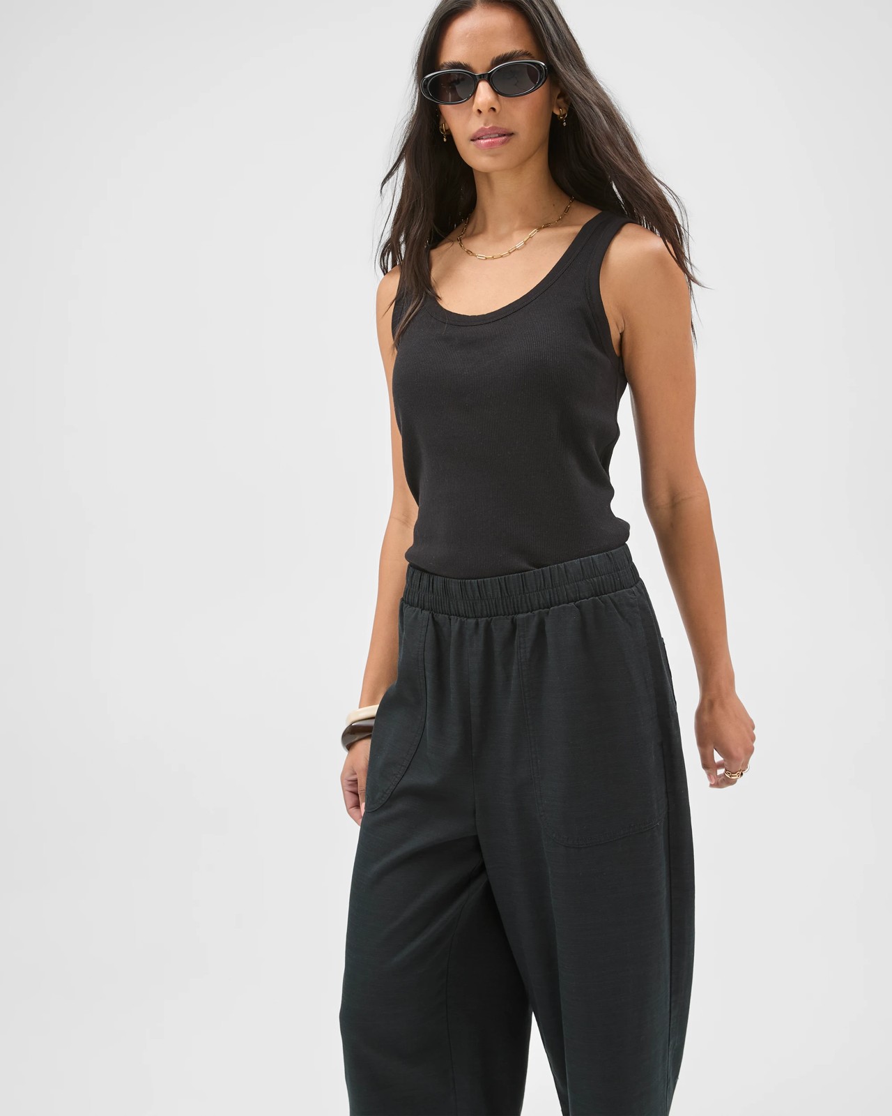Slub Cropped Pants - Black 3 of 5